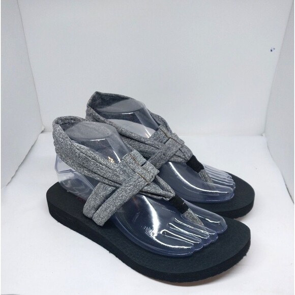 Sketchers Yoga Sling Thong Flip-Flop Sandal Yoga Mat Black/Gray Size 8 - Picture 1 of 8